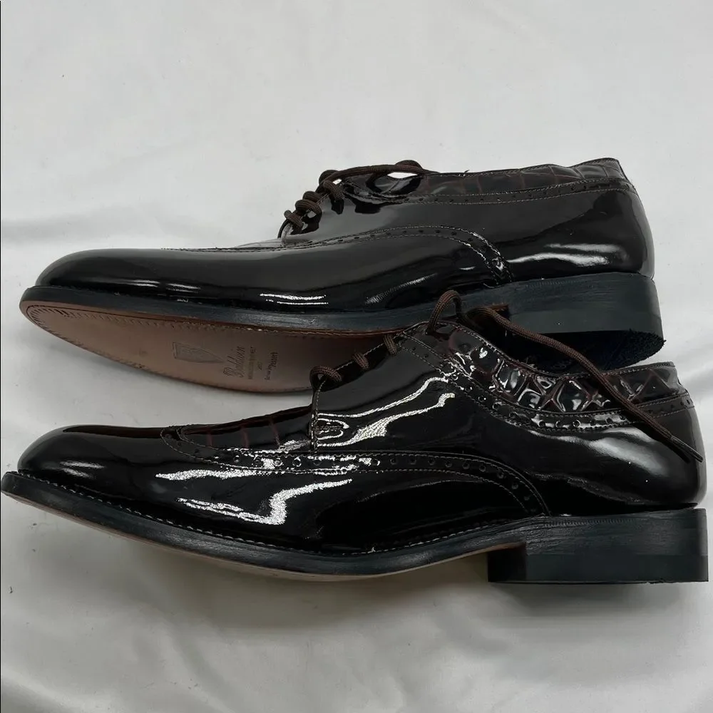 Stacy Baldwin Brown Patent Leather Oxford Wingtip Dress Shoes